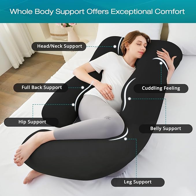 Sasttie Pregnancy Pillows for Sleeping, Jumbo U Shaped Cooling Full Body Pillow - Image 3