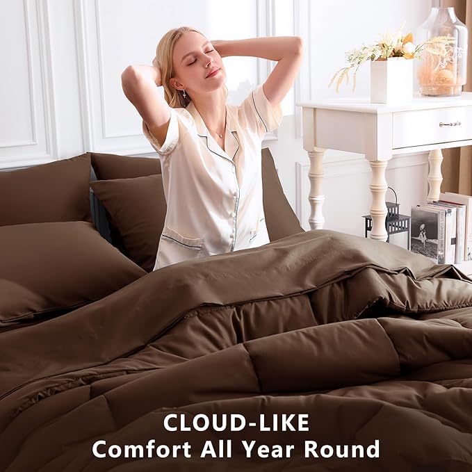 CozyLux Queen Comforter Set Brown, 7 Pieces Bed in a Bag, All Season Bedding - Image 4