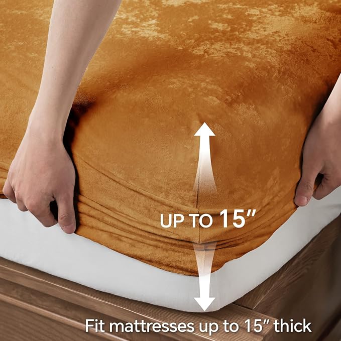 BEDELITE Velvet Fitted Sheet and Pillowcases Set, Luxury Soft Fuzzy Bottom Sheet - Image 5