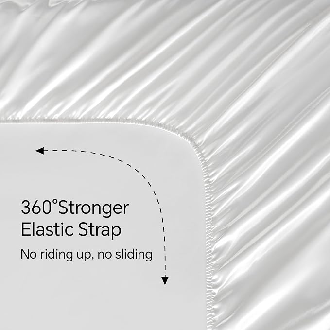 BEDELITE Satin Sheets Twin XL Size Bed Set, Luxury Soft White Silky Sheets - Image 5