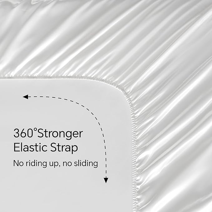 BEDELITE Satin Sheets Full Size Bed Set, Luxury Soft White Silky Sheet - Image 5