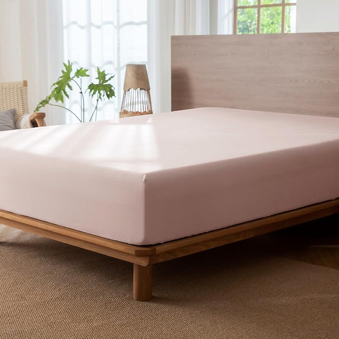 MooMee Fitted Bottom Sheet Only 100% Washed Cotton Linen Like Textured - Image 4