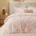 BEDELITE Fleece Queen Comforter Set -Super Soft & Warm Fluffy Pink&White Bedding by BEDELITE