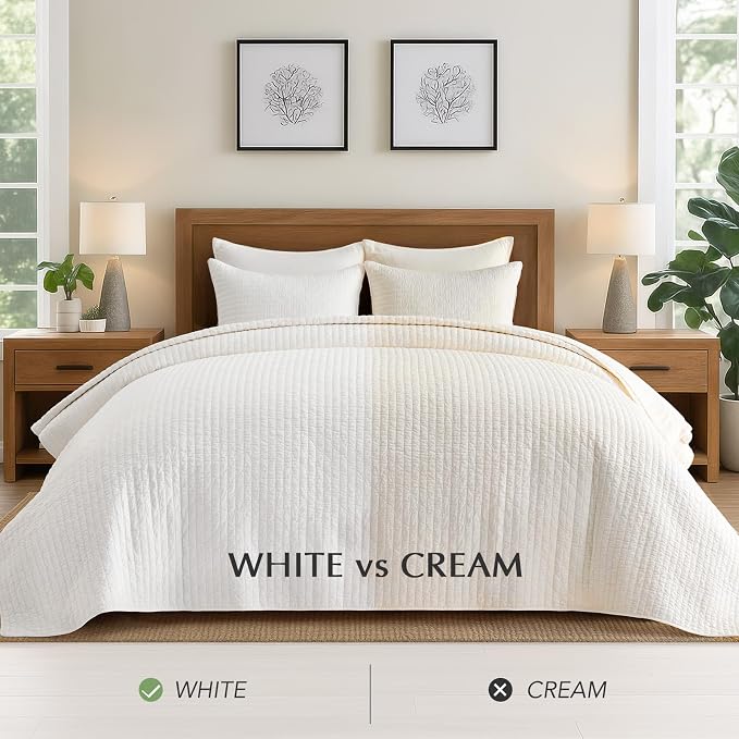 EVERGRACEHOME Cross Stitch Pre-Washed Cotton Quilt Bedding Set King Size - Image 9