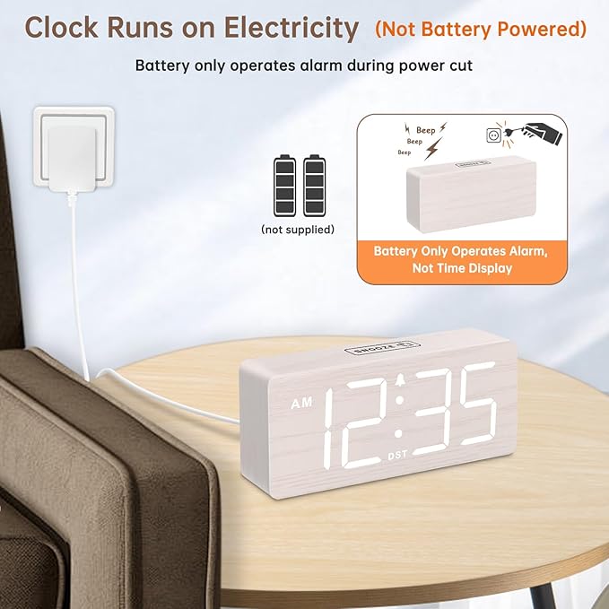 DreamSky Wooden Digital Alarm Clock - Image 2