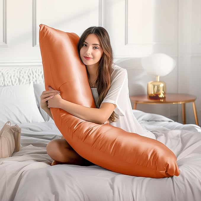 BEDELITE Satin Body Pillow Cover 2 Pack, Super Soft and Cooling Body Pillow - Image 3