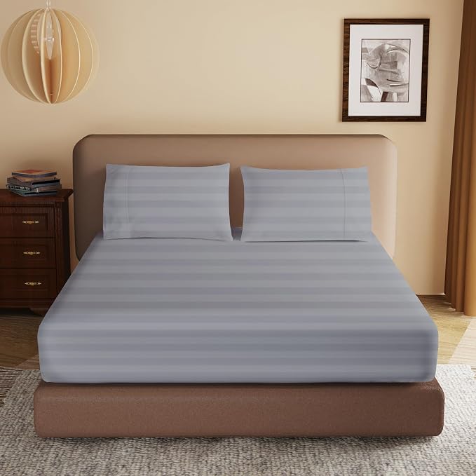 100% Egyptian Cotton Fitted Sheet King Size, 600 Thread Count, Single Fitted by ZaizaiHome