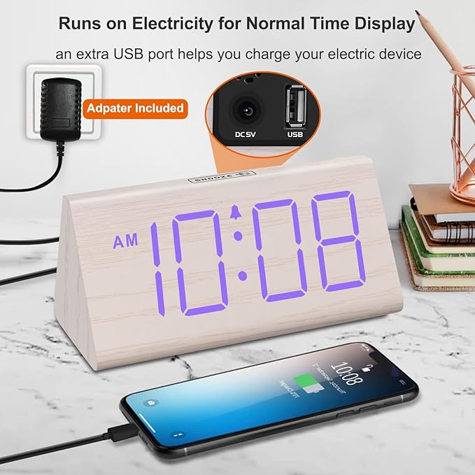 DreamSky Wooden Digital Alarm Clock - Image 4