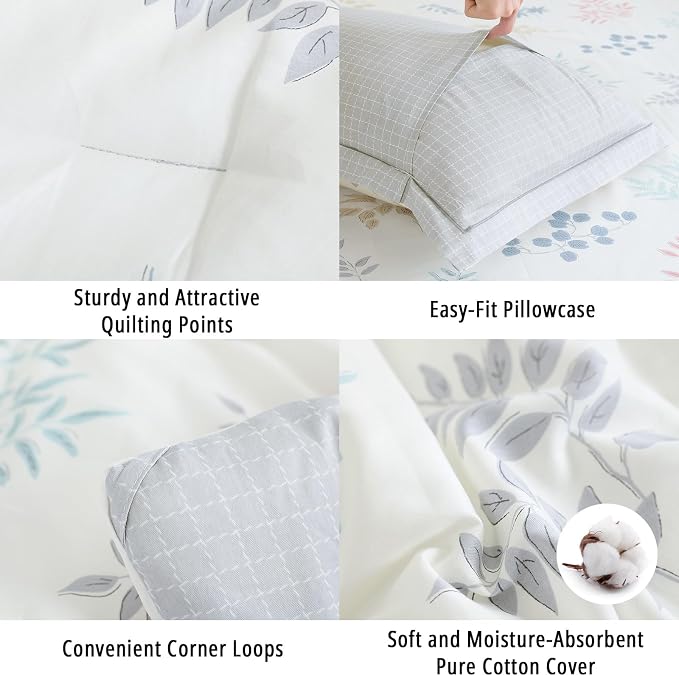 LEMIROE White Cotton Comforter King Size 3Pcs - Image 5