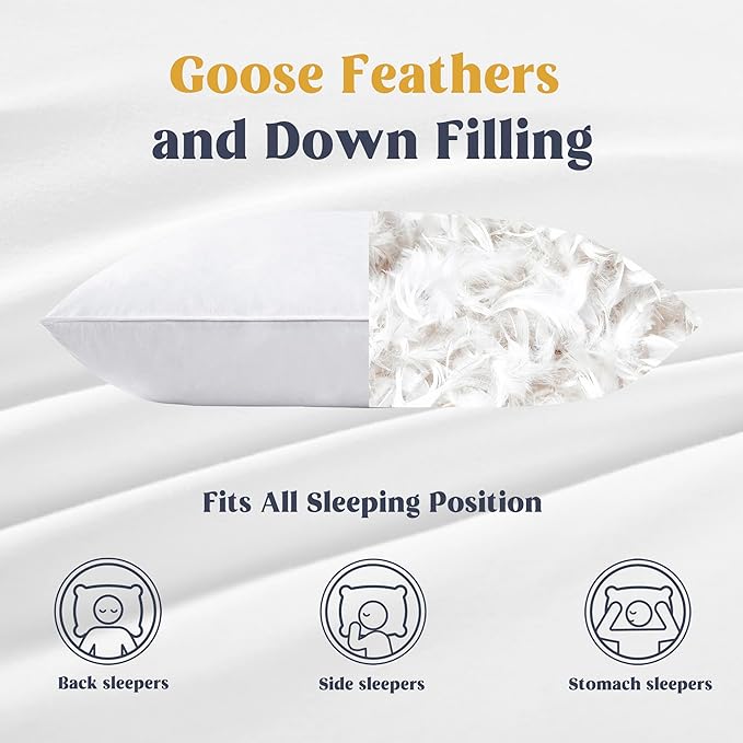 puredown® Goose Feathers and Down White Pillows - Image 3