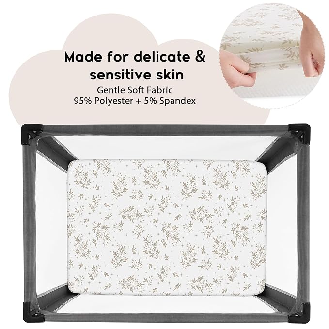 Yoofoss Pack and Play Sheets Fitted, Mini Crib Sheets 2-Pack - Image 2