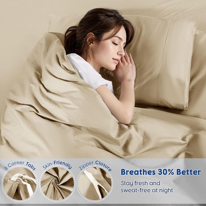 SONORO KATE 100% Egyptian Cotton Duvet Cover Queen Size, 1000 Thread Count - Image 4