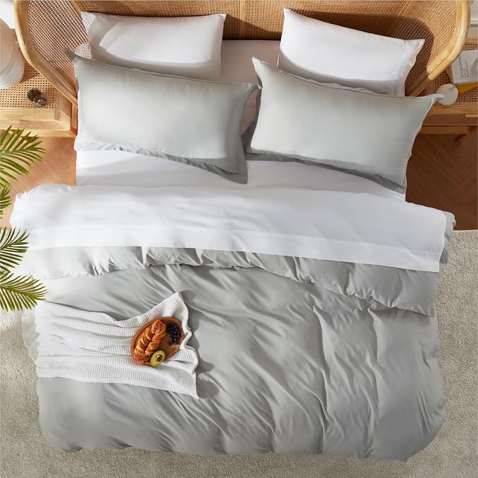 Nestl Light Grey Duvet Cover King Size - Image 5