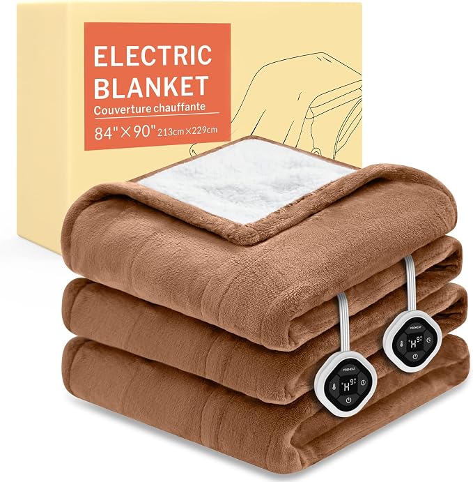 HOMLYNS LuxeHeat Heated Blanket Electric Blanket Queen Size, Soft Flannel by HOMLYNS