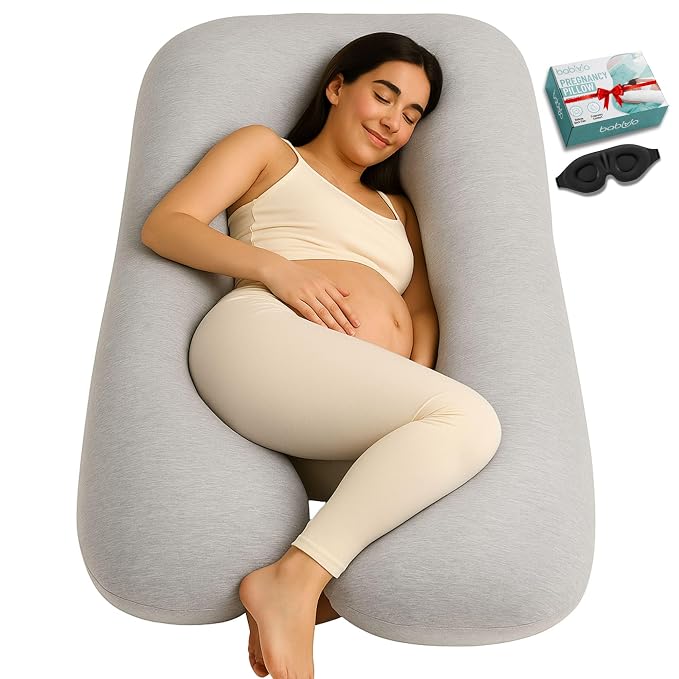 U-Shaped Pregnancy Pillow – 100% Cotton Cover, Full Body Maternity Support by babivio