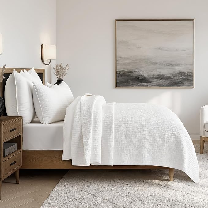 EVERGRACEHOME Cross Stitch Pre-Washed Cotton Quilt Bedding Set Queen Size - Image 5