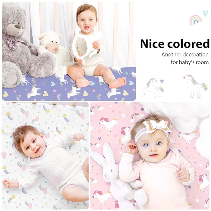 Baby Mini Crib Sheets Girl, Portable 38”x26” Pack and Play Sheets Fitted - Image 9