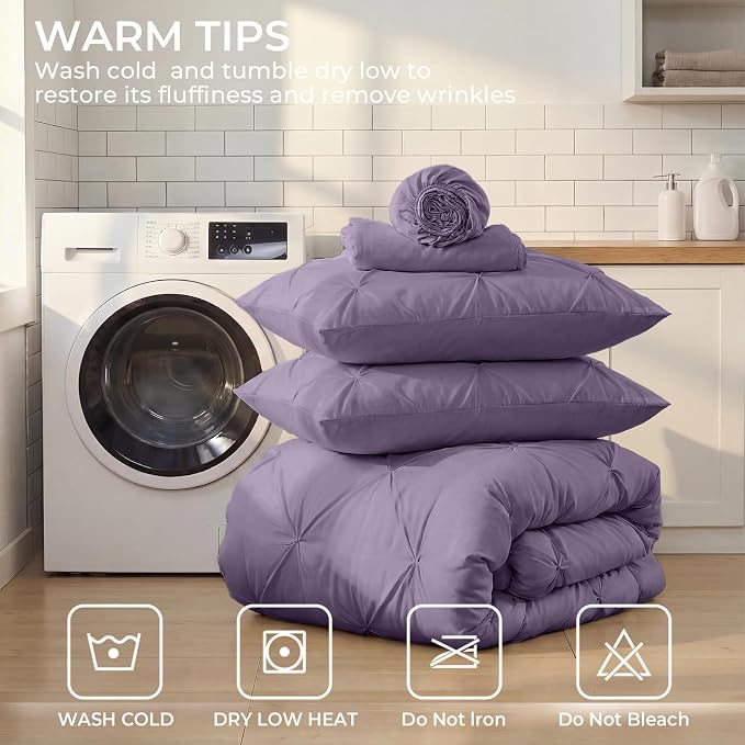 Sasttie Twin XL Comforter Set, 5-Piece Bed in a Bag, Pintuck Bedding Sets - Image 9