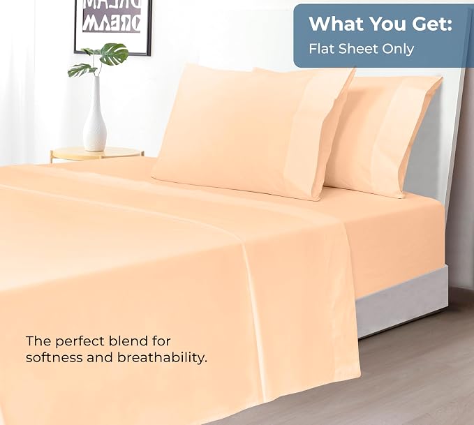 Royale Linens 100% Organic Cotton Queen Flat Sheet Only - Image 5