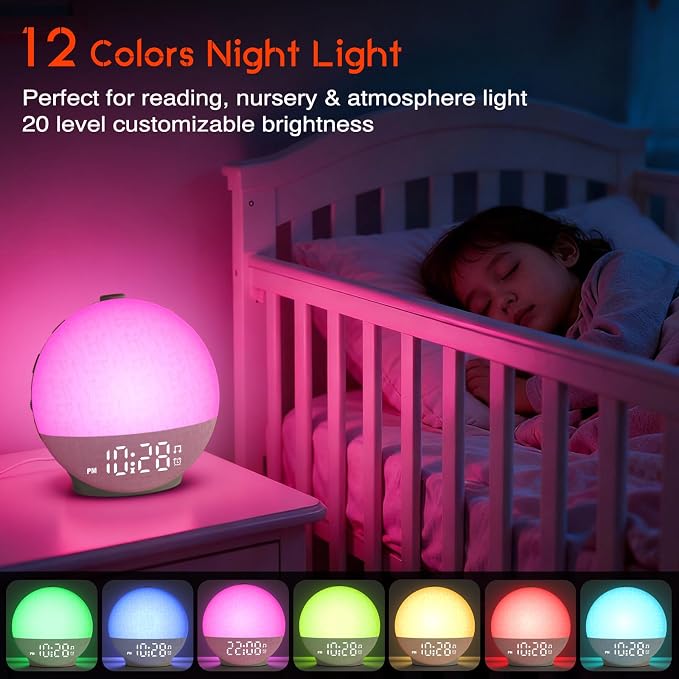 Sunrise Alarm Clock White Noise Machine, Sunset Simulation, 30 Soothing Sounds - Image 6