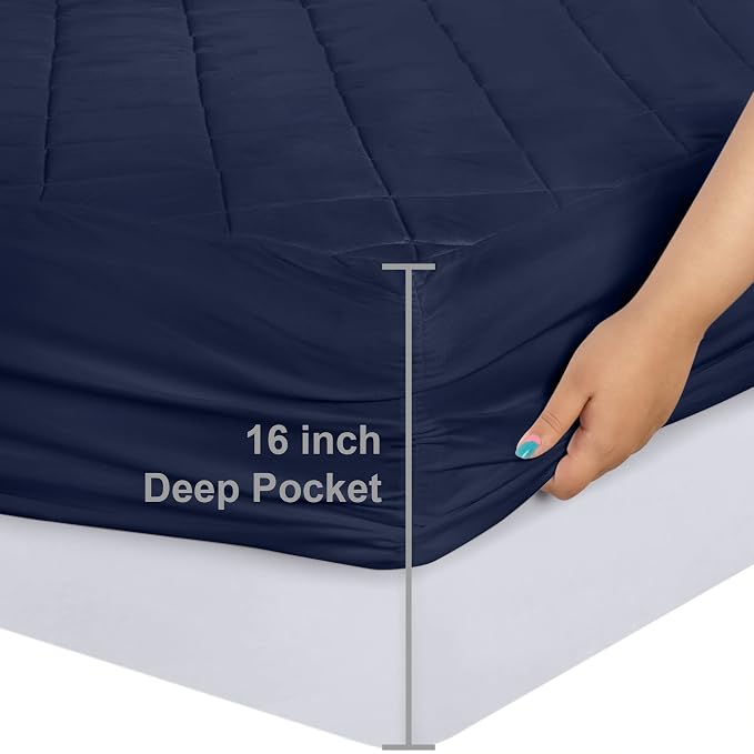 Utopia Bedding Quilted Fitted Mattress Pad, Full Size, Elastic Fitted Mattress - Image 3
