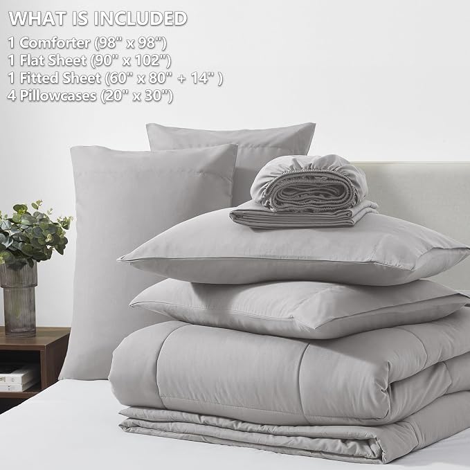 CozyLux Oversized Queen Comforter Sets French Grey, 7 Pieces Bed in a Bag - Image 6