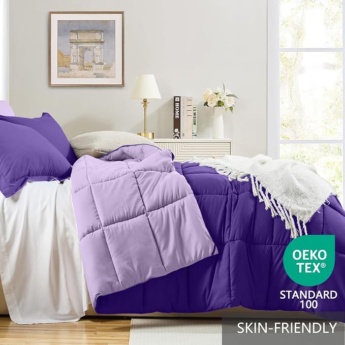 Homelike Moment Twin Comforter Set Purple, Comforters Twin Size Bed Sets - Image 3