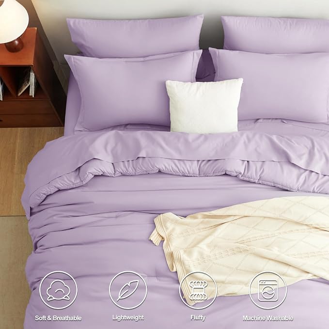 CozyLux Full Size Comforter Sets Lavender, 7 Pieces Bed in a Bag Full Comforter - Image 2
