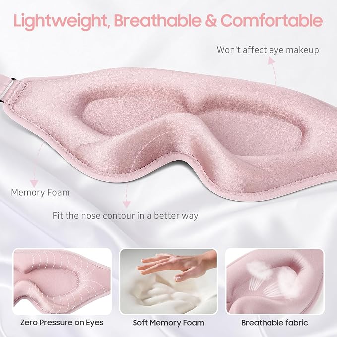 BeHoomi Sleep Mask, 2 Packs Premium Eye Mask - Image 4