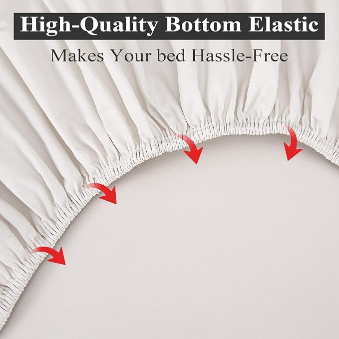 Full Size Fitted Sheet Only Light Beige, 100% Egyptian Cotton 600 Thread Count - Image 4