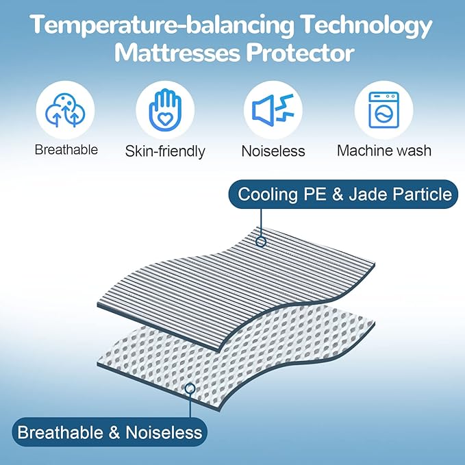 Ailemei Direct Cooling Thin Mattress Pad, King Size Mattress Topper - Image 4