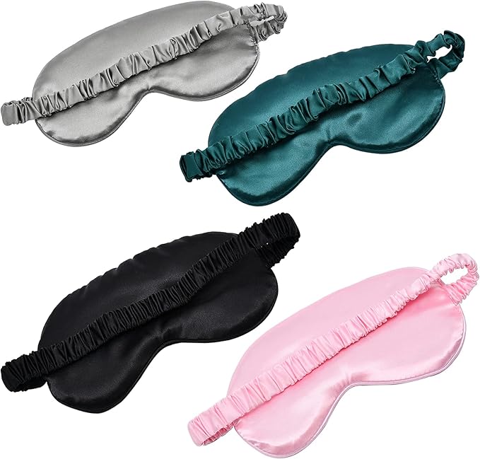 LERSVICVIL Sleep Mask 4 Pack Silk Eye Cover Soft Satin Blindfold Elastic Strap - Image 2