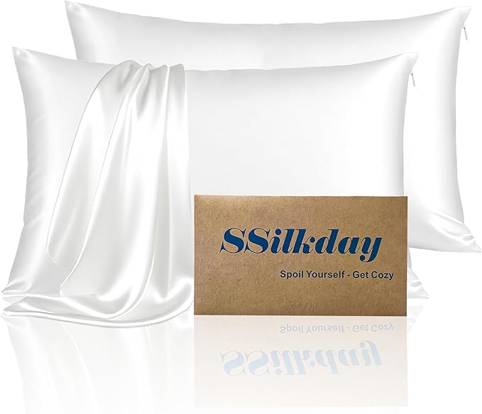 Mulberry Silk King Size Pillow Cases Set of 2, Ultra Smooth Soft Breathable by Unknown