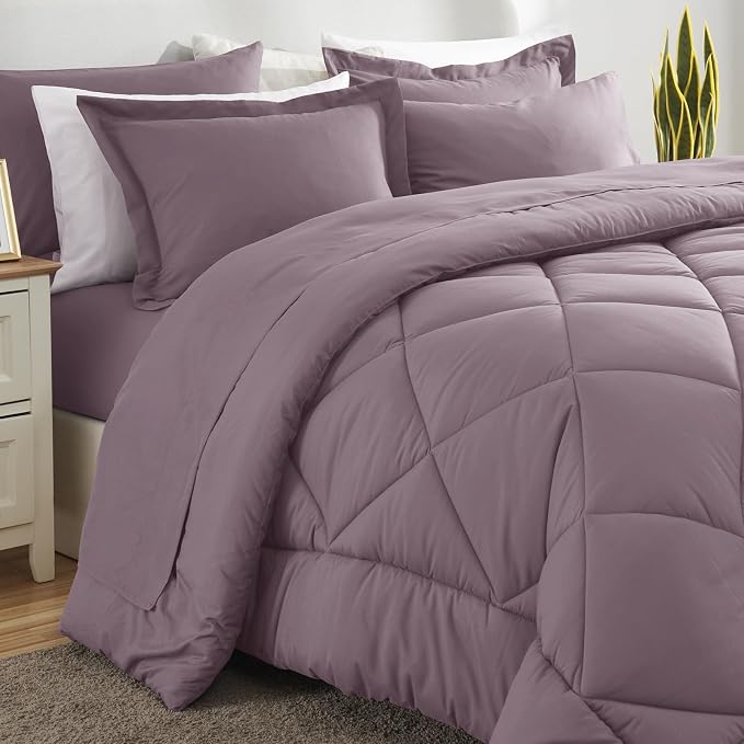 CozyLux Queen Comforter Set Dusty Purple - Image 8