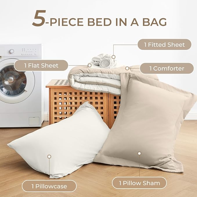 Sasttie Twin XL Comforter Set, 5 Pieces Reversible Twin XL Bed in a Bag - Image 6