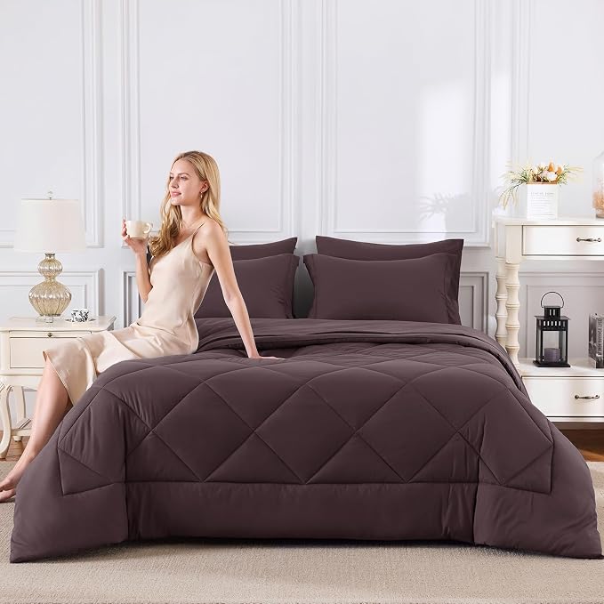 CozyLux Full Size Comforter Sets Cocoa Powder - Image 7