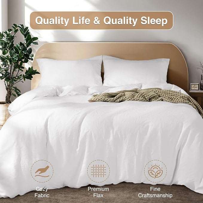 SONORO KATE 100% French Linen Duvet Cover King Size, Soft Breathable - Image 7