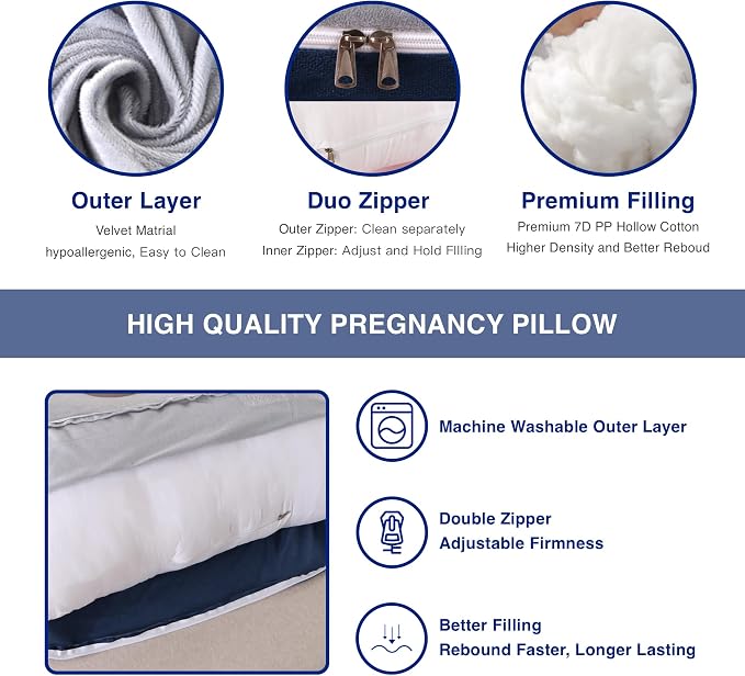 ALLOPERA Pregnancy Pillow, Full Body Maternity Pillow 57 inch, - Image 3