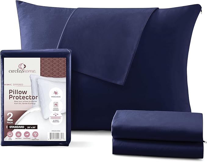 CirclesHome Pillow Protectors 2 Pack Standard Zippered by CirclesHome