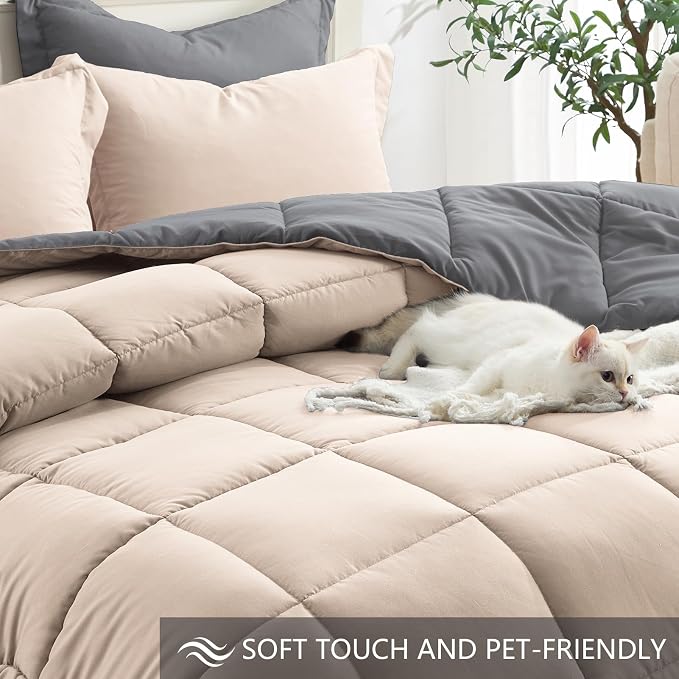 Homelike Moment Twin Comforter Set Beige, Comforter Twin Size Bed Set, - Image 4