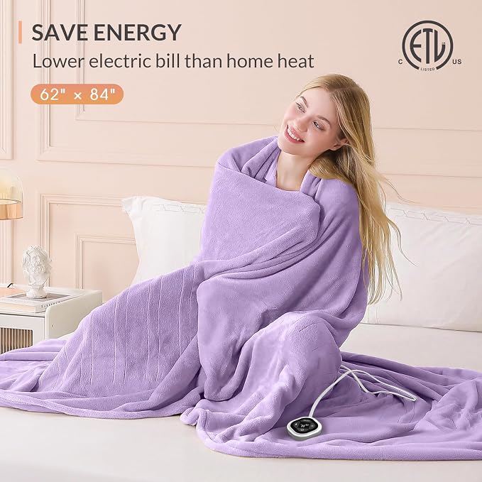 HOMLYNS LuxeHeat Heated Blanket Electric Blanket Twin Size, Soft Flannel Sherpa - Image 6