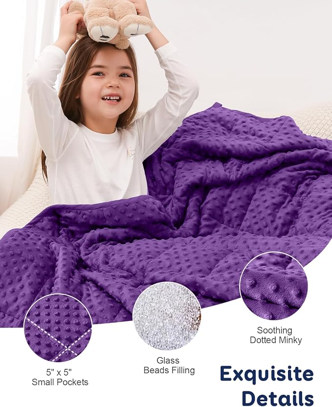 Kivik Weighted Blanket 5 Pounds, Cooling Soft Minky Dotted Heavy Blankets Throw - Image 5