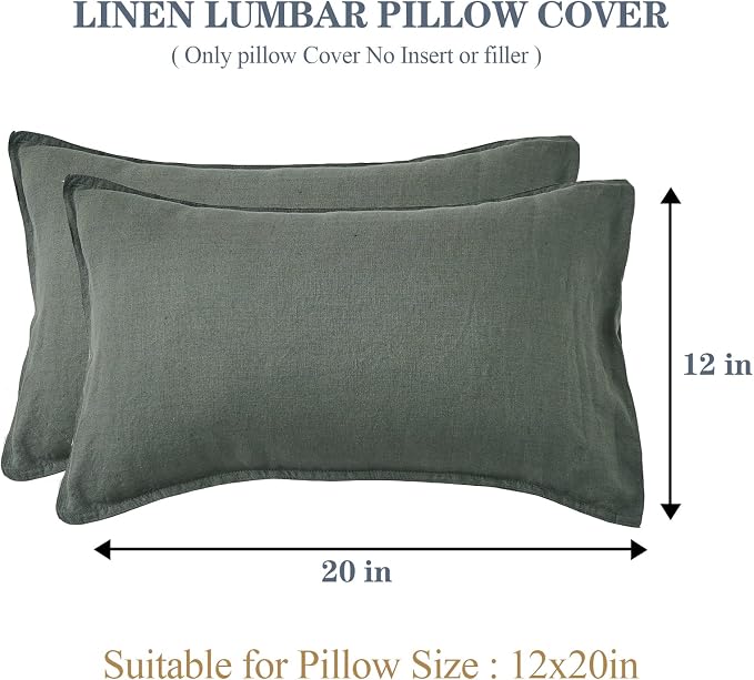 Simple&Opulence 100% Linen Lumbar Pillow Cover 12 x 20 Inches Set of 2 - Image 4