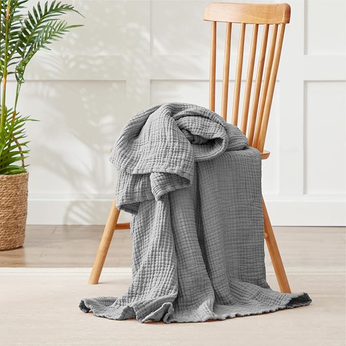 100% Cotton Muslin Blanket Large 50" x 70", 6 Layers Breathable and Lightweight - Image 3