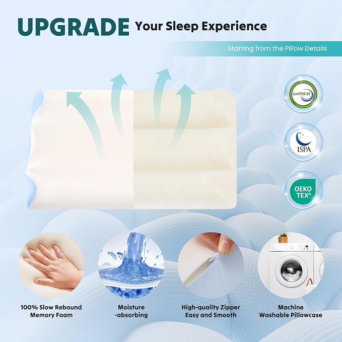 DUMOS Cervical Pillow for Neck and Shoulder, Contour Memory Foam Pillow - Image 5