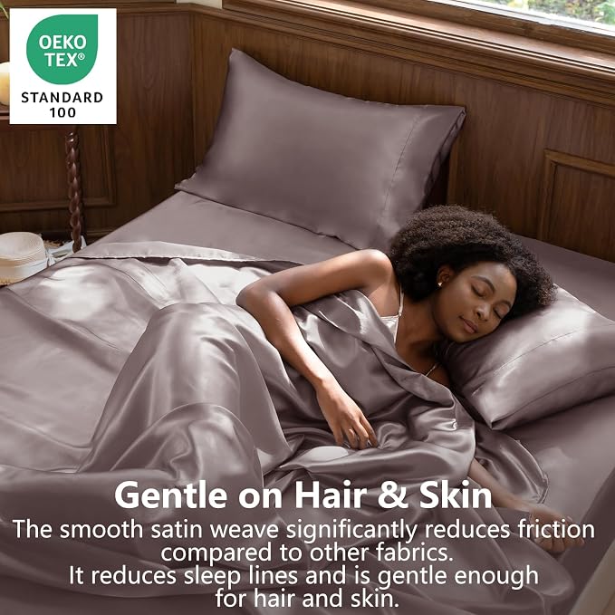 CozyLux Satin Sheets Queen Size Bed Set - Image 2