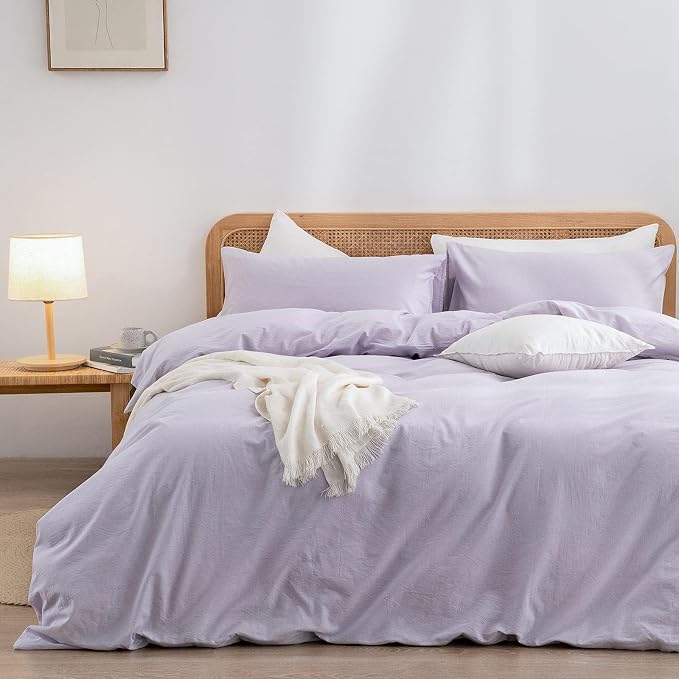 BESTOUCH Duvet Cover Set 100% Washed Cotton Linen Feel Super Soft Comfortable by BESTOUCH
