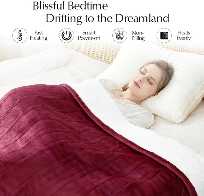 SNUGSUN Electric Heated Blanket Twin Size, Soft and Cozy Thickened Flannel and - Image 4