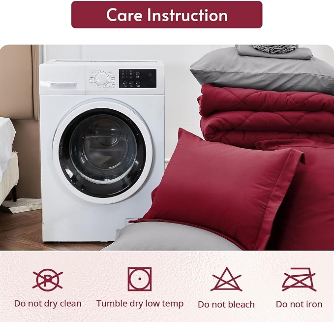 MUXHOMO 7 Pieces Queen Comforter Set, Reversible Bed in a Bag Queen Size - Image 9