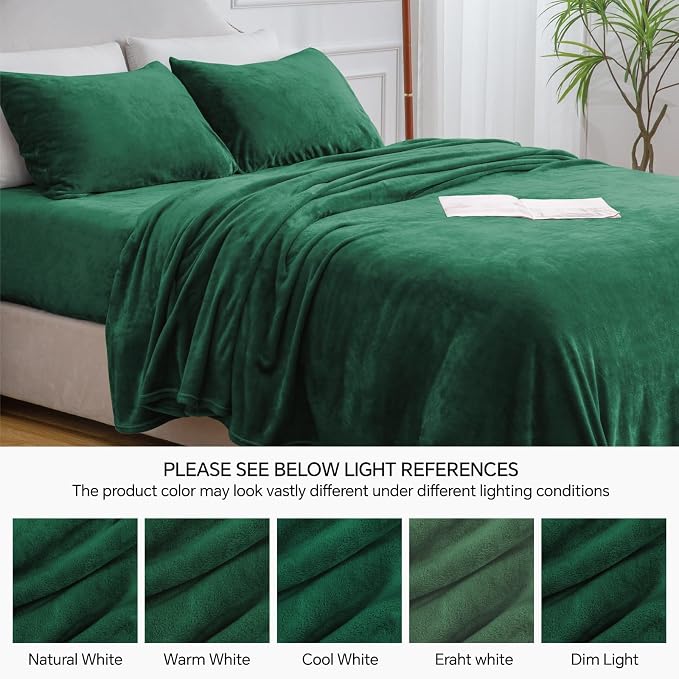 BEDELITE Flannel Sheets Twin Size Dark Green - Image 9